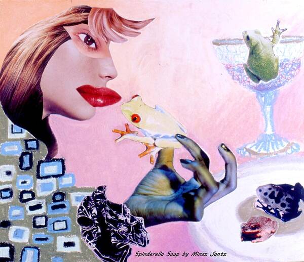 Frogs Art Print featuring the drawing Soap Scene #6 Frogs Legs for Dinner by Minaz Jantz
