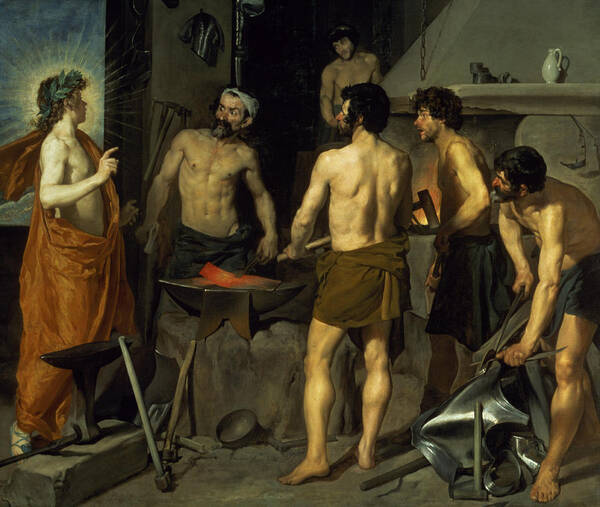 The Forge Of Vulcan Art Print featuring the painting The Forge of Vulcan by Diego Velazquez