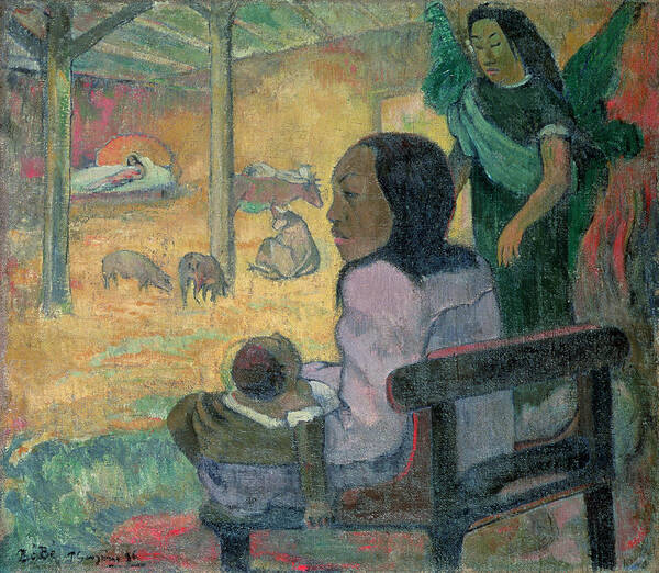 Be Be (the Nativity) Art Print featuring the painting The Nativity by Paul Gauguin
