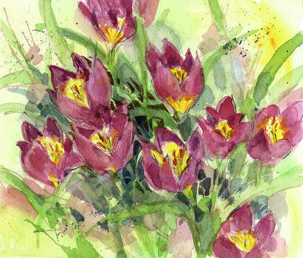 Tulips Art Print featuring the painting Tulipa by Garden Gate
