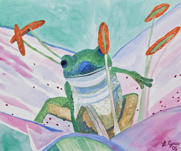 Tree Frog Art Print featuring the painting Watercolor - Tree Frog by Cascade Colors