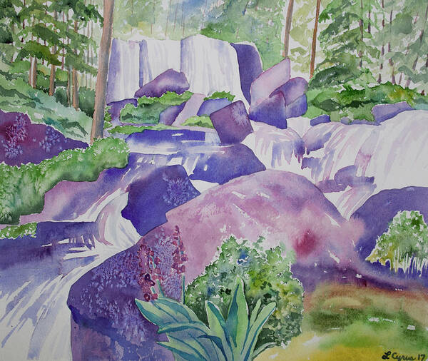 Waterfall Art Print featuring the painting Watercolor - Waterfall in the San Juans by Cascade Colors
