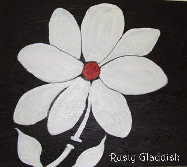 Contemporay Art Print featuring the painting White Flower by Rusty Gladdish