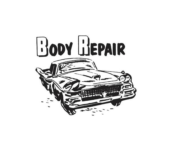 Archive Art Print featuring the drawing Body Repair and Damaged Automobile #1 by CSA Images