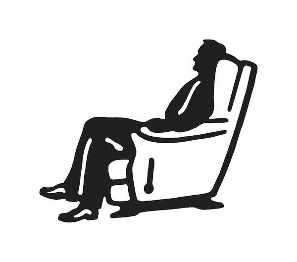 Adult Art Print featuring the drawing Man Relaxing in Chair #4 by CSA Images