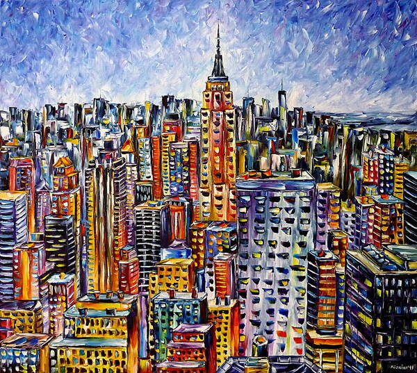 I Love New York Art Print featuring the painting Above New York by Mirek Kuzniar