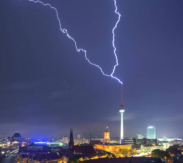 Tranquility Art Print featuring the photograph Berlin Skyline Thunderstorm by Matthias Makarinus