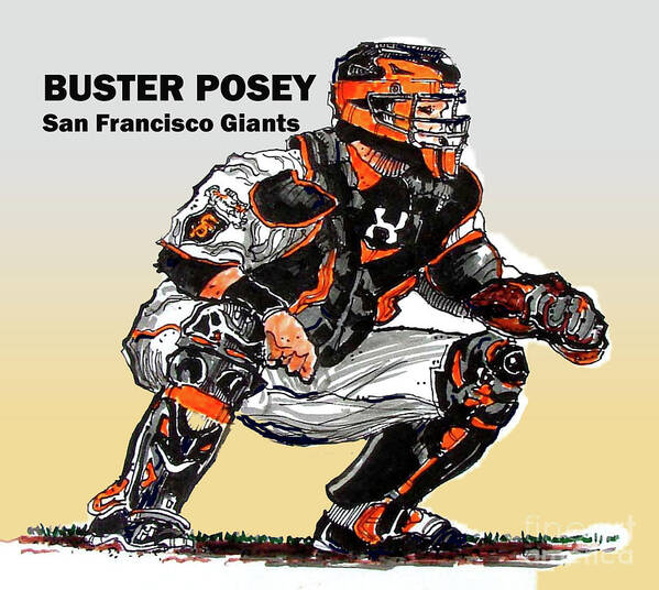 Baseball Art Print featuring the painting Buster Posey by Terry Banderas