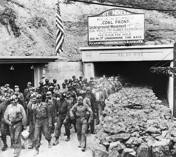 Miner Art Print featuring the photograph Coal Miners File by Bettmann