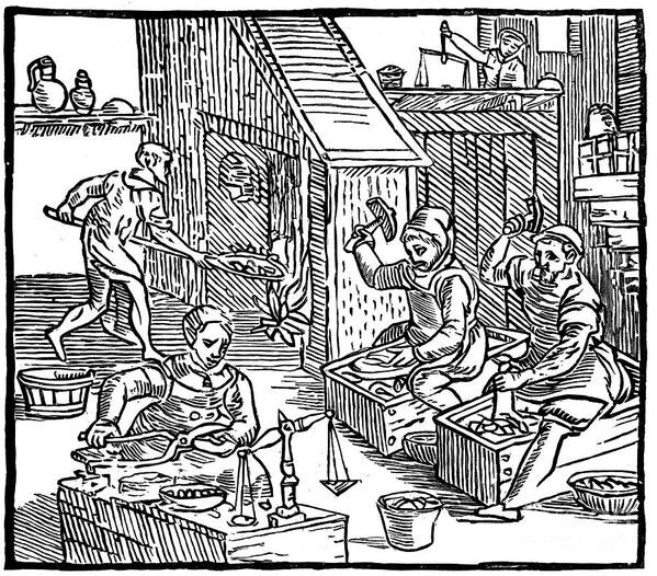 Working Art Print featuring the drawing Coiners At Work, 1577. Artist Ralph by Print Collector