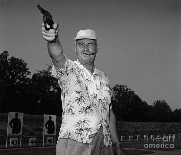 People Art Print featuring the photograph Curtis Lemay Holding Pistol by Bettmann