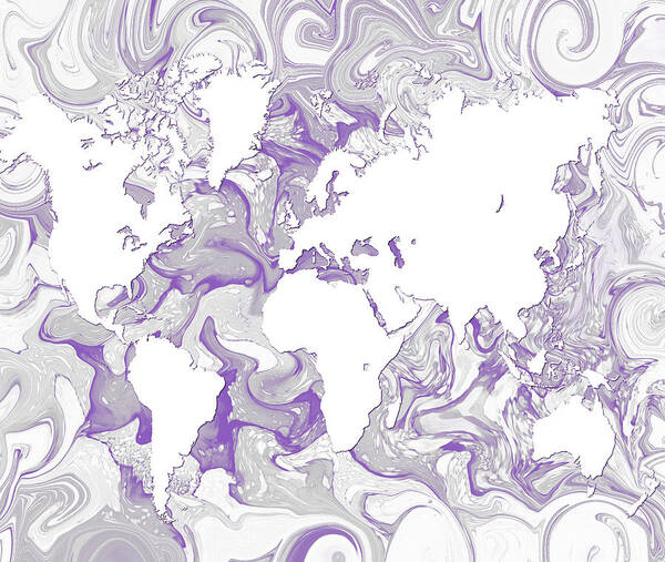 World Art Print featuring the mixed media Design 142 World Map by Lucie Dumas