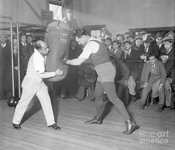 Crowd Of People Art Print featuring the photograph Jack Dempsey Training by Bettmann