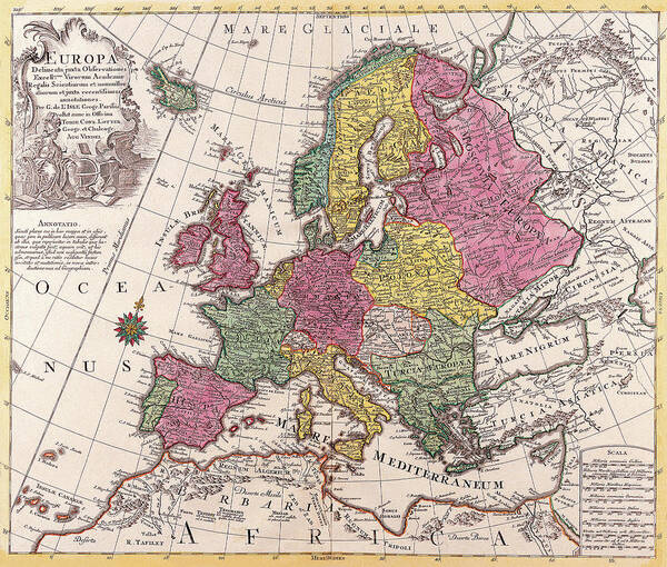 Ancient Art Print featuring the digital art Map Of Europe by The Map House Of London