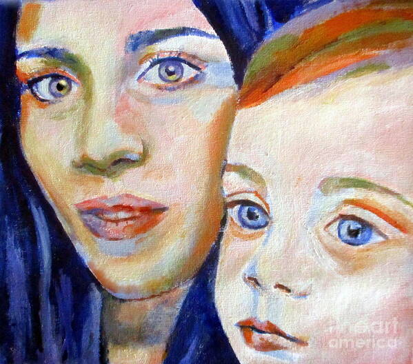 Contemporary Art Art Print featuring the painting Mother and baby by Helena Wierzbicki