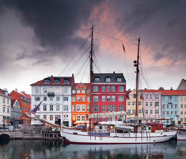 Estock Art Print featuring the digital art Old Ships On Nyhavn, Denmark by Luigi Vaccarella