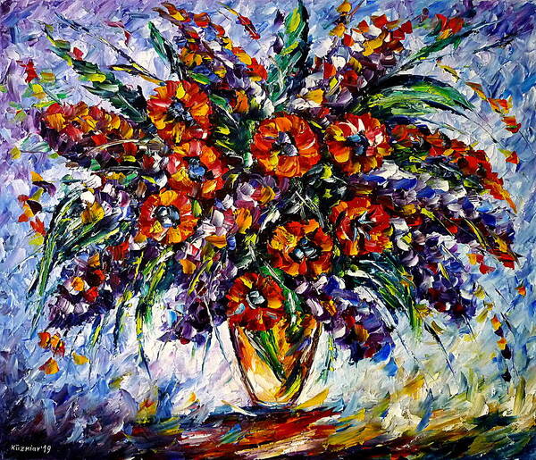 Wild Flower Painting Art Print featuring the painting Romantic Moment by Mirek Kuzniar
