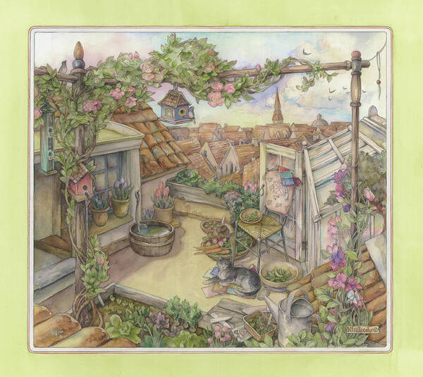 Rooftop Garden Art Print featuring the painting Rooftop Garden by Kim Jacobs