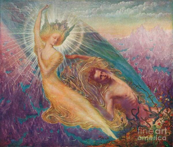 Oil Painting Art Print featuring the drawing The Angel Of Splendours by Print Collector