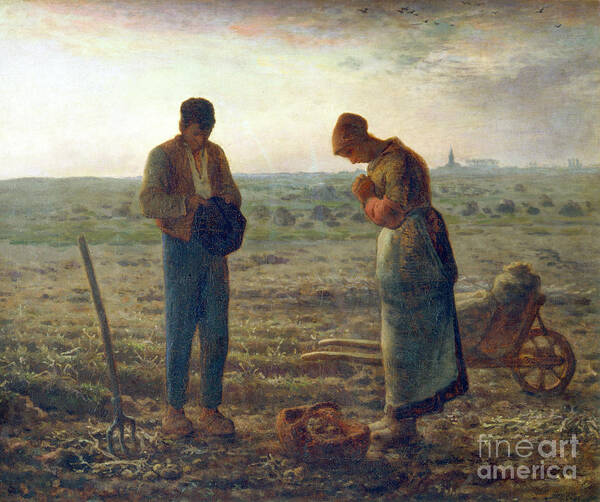Farm Worker Art Print featuring the drawing The Angelus, 1857-1859. Artist Jean by Print Collector