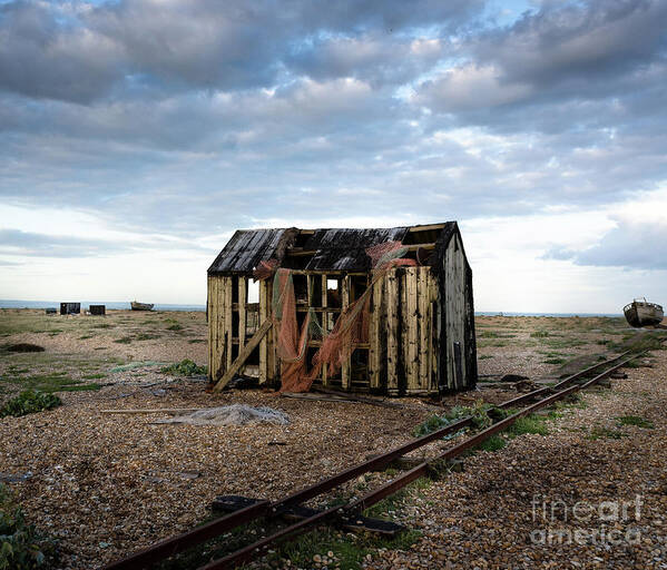 Beach Art Print featuring the photograph The Net Shack, Dungeness Beach by Perry Rodriguez