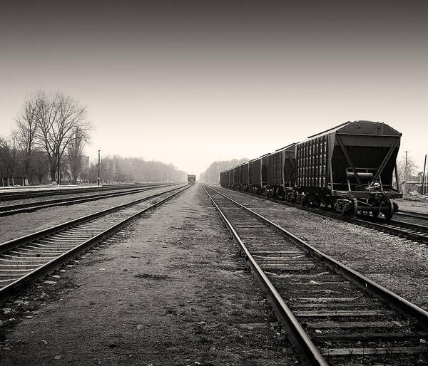 Railroad Art Print featuring the photograph Waiting For Movement by Andrii Maykovskyi