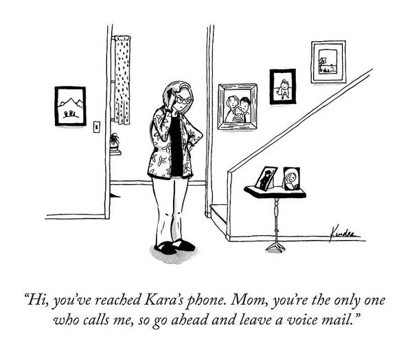 hi Art Print featuring the drawing You've Reached Kara's Phone by Kendra Allenby