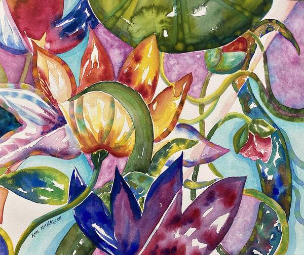 Lotus Art Print featuring the painting Lotus Fantasy by Ann Nicholson