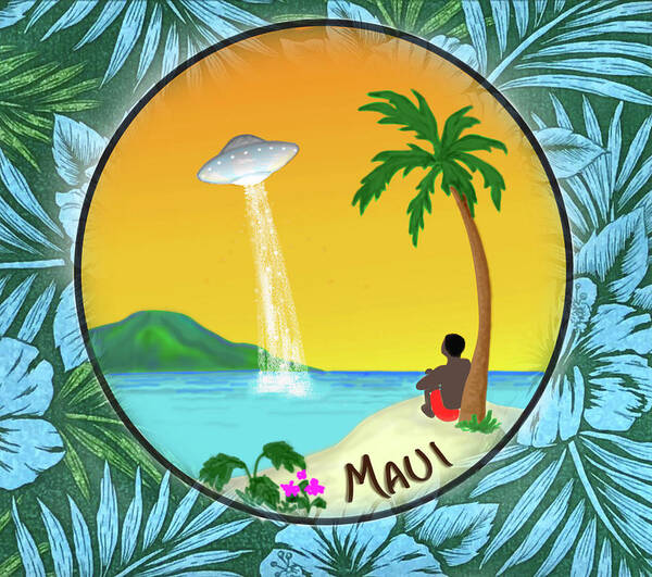 Maui Art Print featuring the painting Maui UFO by Sheilah Renaud