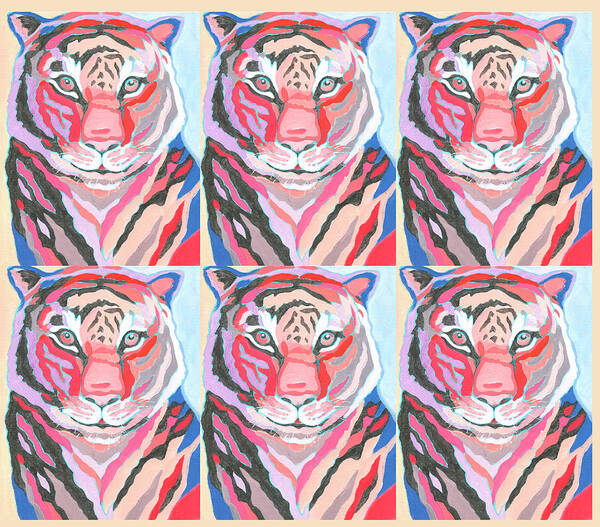 Tiger Art Print featuring the digital art Tiger Pop Art IV #1 by Jennifer Lommers