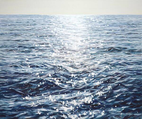 Ocean Art Print featuring the painting 	Affectionate glare of the ocean by Iryna Kastsova