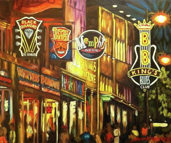 Beale Street Art Print featuring the painting Beale Street Color by Sherrell Rodgers