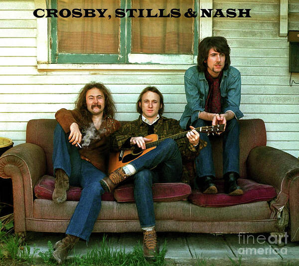 Crosby Art Print featuring the mixed media Crosby, Stills and Nash, album photo cover, Revisited, time machine by Thomas Pollart