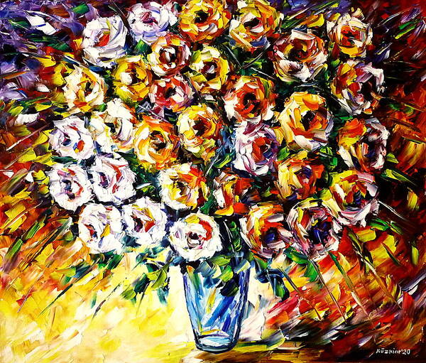 Bouquet Of Roses Art Print featuring the painting Flowers Of Love by Mirek Kuzniar