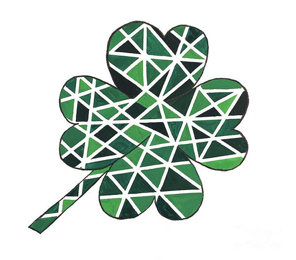 Four Leaf Clover Art Print featuring the mixed media Four Leaf Clover by Lisa Neuman