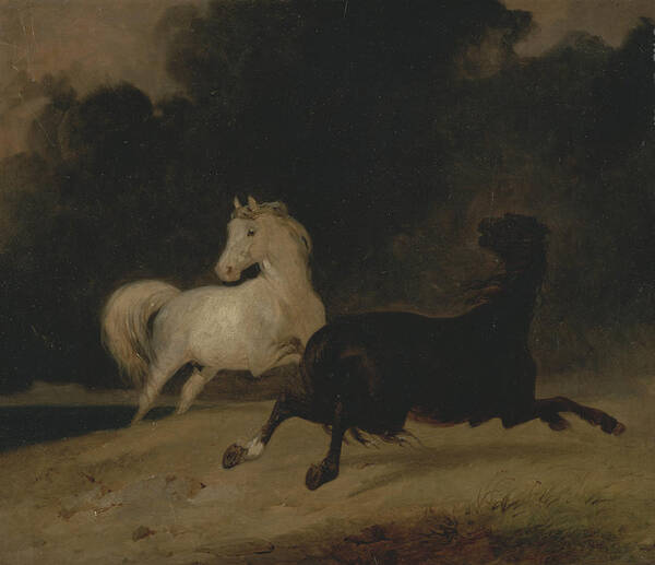 19th Century Painters Art Print featuring the painting Horses in a Thunderstorm by Thomas Woodward