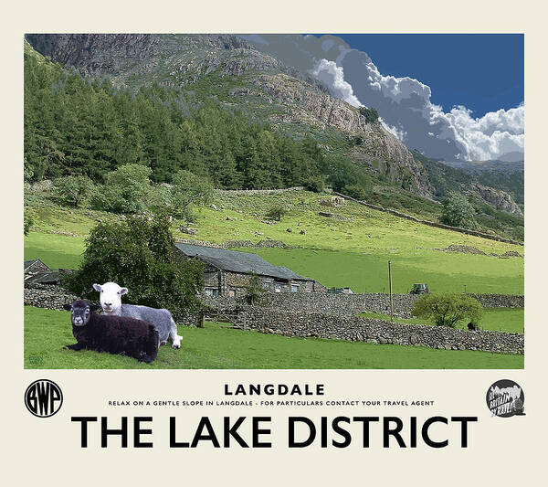 Langdale Art Print featuring the photograph Langdale Sheep Cream Railway Poster by Brian Watt