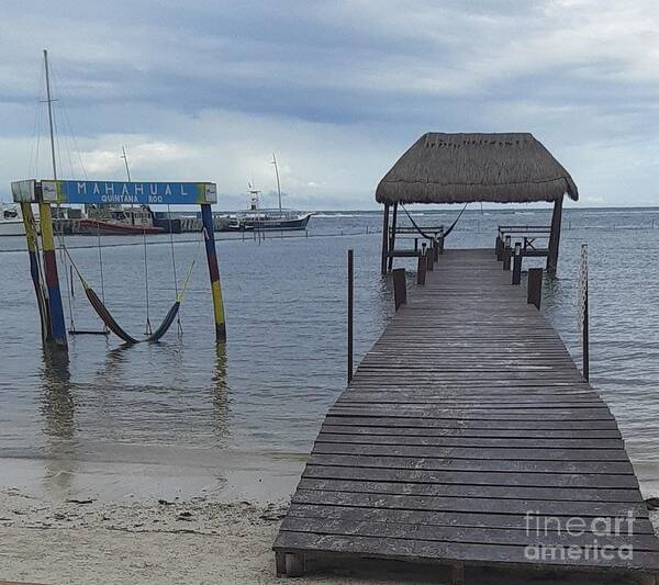 Dock Art Print featuring the photograph Mahahual Dock and Swing by Nancy Graham