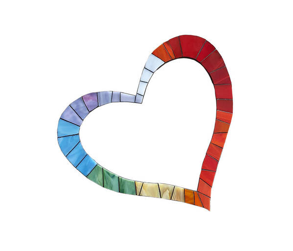 Heart Art Print featuring the glass art Mosaic Heart In Rainbow Colors by Adriana Zoon