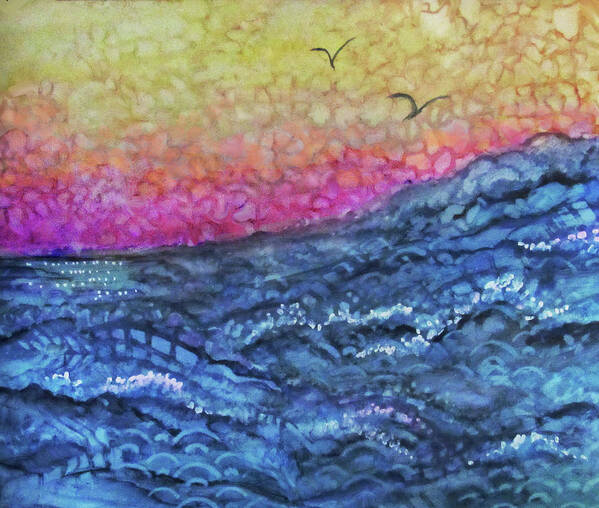 Abstract Ocean Art Print featuring the painting Ocean Swell by Jean Batzell Fitzgerald