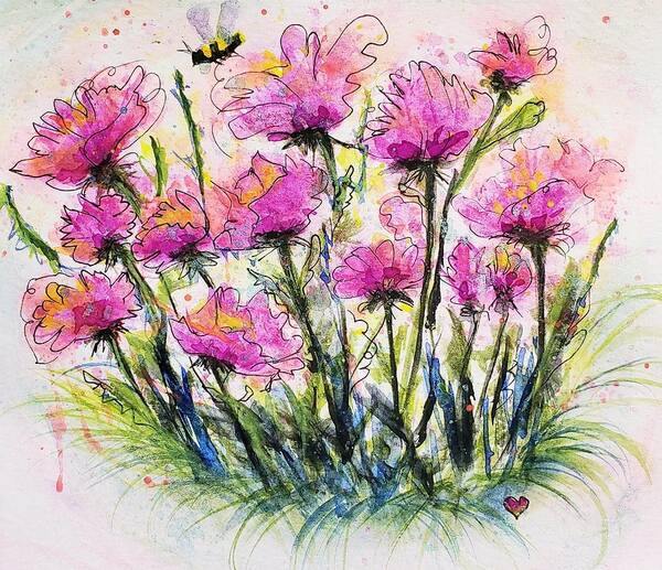 Watercolor Art Print featuring the painting Pink-ish Flowers by Deahn Benware