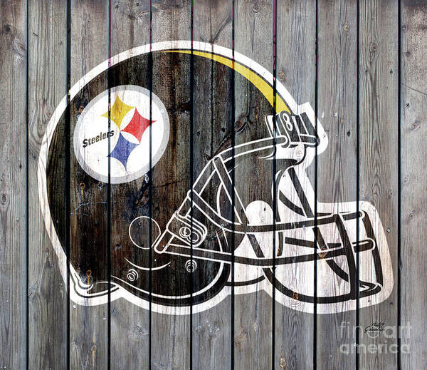 Pittsburgh Steelers Art Print featuring the digital art Pittsburgh Steelers Wood Helmet by CAC Graphics