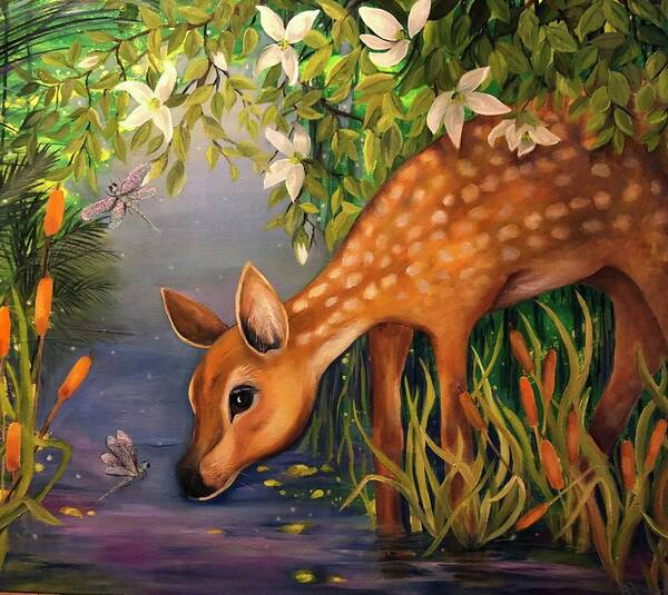 Deer Art Print featuring the painting Serenity by Barbara Landry