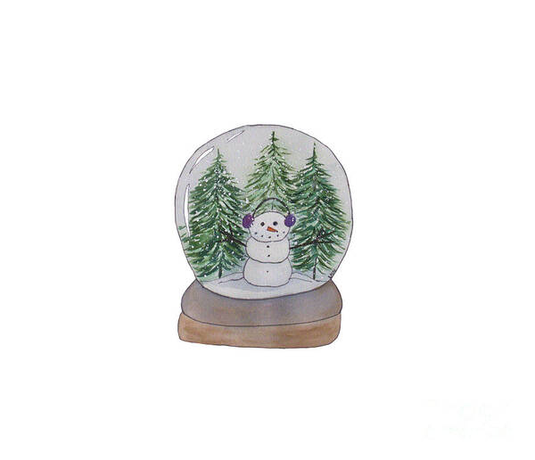 Snowman Art Print featuring the mixed media Snowman Snow Globe by Lisa Neuman