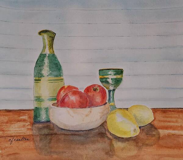 Still Life Art Print featuring the painting Still Life with Apples and Lemons by Claudette Carlton