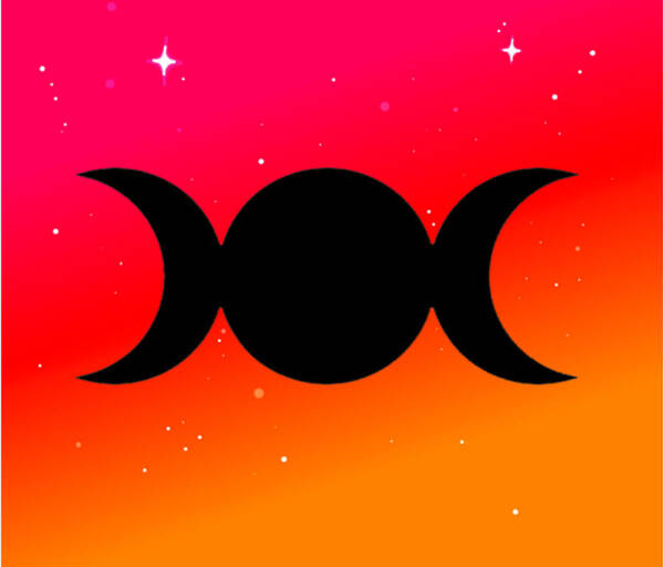 Digital Art Print featuring the digital art Sunset Triple Moon Goddess Symbol on Warm Ombre by Vicki Noble