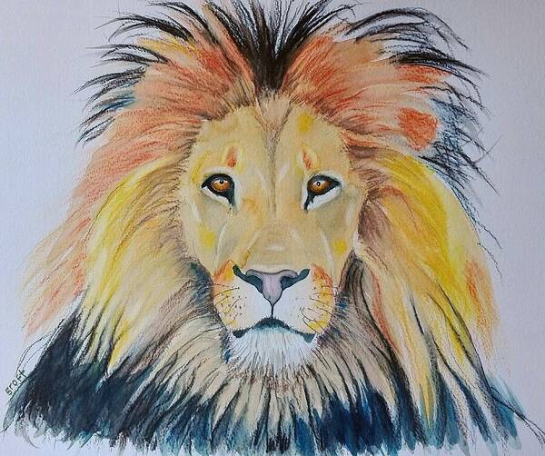 Lion Art Print featuring the painting The KIng by Sandie Croft