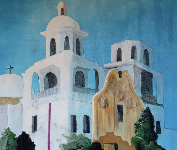 Tucson Art Print featuring the painting Tucson Church Two by Ted Clifton