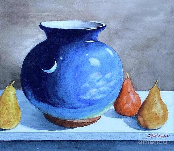 Vase Art Print featuring the painting Vase and Pear Candles by Joseph Burger