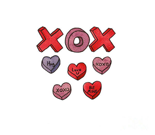Valentine's Day Art Print featuring the mixed media Xoxo by Lisa Neuman